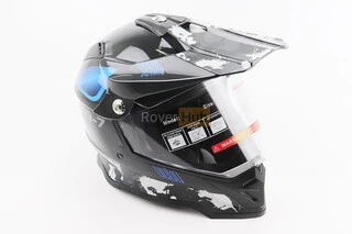 Шолом кросовий/ендуро/АТV зі склом BLD-819-7 L (59-60см), ЧОРНИЙ/СІРО-СИНІЙ