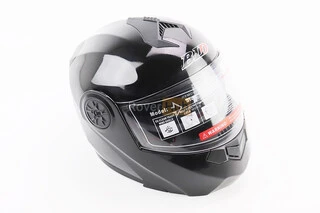 Шлем модуляр, закрытый с откидным подбородком+откидные очки BLD-159 М (57-58см), ЧЕРНЫЙ глянец