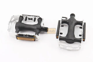 Педали MTB 9/16&quot; (95x65x30mm) пластико-алюминиевые, серебристо-чёрные (без подшипников)