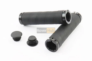 Ручки руля 130мм с зажимом Lock-On с двух сторон, экокожа, чёрные PU-192A