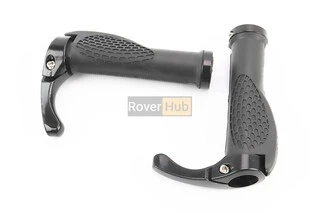 Ручки руля 140мм с зажимом Lock-On, эргономичные с рожками, чёрные