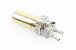 Паливний кран + фільтр в металевому корпусі (вхід/вихід вгору)