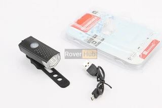 Фонарь передний 1 диод 300 lumen алюминиевый, Li-ion 3.7V 800mAh зарядка от USB, влагозащитный, чёрный RPL-2255
