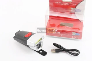 Фонарь передний 1+7 диодов 360 lumen, Li-ion 3.7V 500mAh зарядка от USB, влагозащитный, чёрно-серый BG-C20