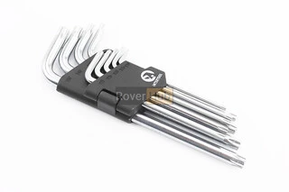 Набор Г-образных ключей удлиненных с отверстием TORX (T10/T15/T20/T25/T27/T30/T40/T45/T50) CrV HT-0606
