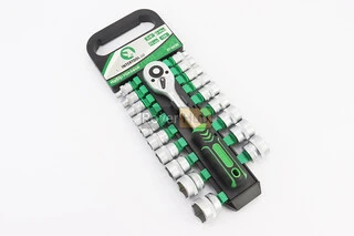 Набор головок торцевых c трещоткой 3/8" CrV 72 зуба 19шт (6/7/8/9/10/11/12/13/14/15/16/17/18/19/20/21/22/23/24мм) ET-6020