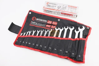 Набор ключей комбинированных 15шт (6/7/8/9/10/11/12/13/14/15/16/17/18/19/22мм) "скрутка" HT-1204