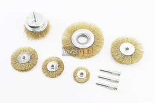 Набор щеток 6шт - торц./диск. со стержнем 1/4" D-75//40/50/63/75/100мм из латунированной рифленой проволоки 19-9600