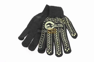 Перчатки рабочие 60% хлопок/40% полиэстер 10", класс вязки 7, черный, желтая ПВХ точка SP-0136