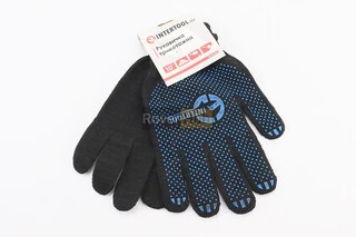Перчатки рабочие 70% хлопок/30% полиэстер 10", класс вязки 10, черный, синяя ПВХ точка SP-0132