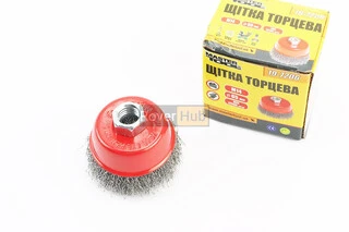 Щітка торцева М14 D-65мм з рифленого дроту 19-7206