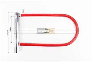 Замок протиугінний U-подібний 175x290 (120х250)мм, товщина скоби 10мм під ключ, червоний