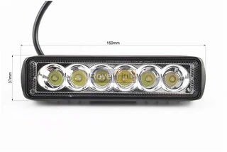Фара дополнительная светодиодная влагозащитная - 6 LED с креплением, прямоугольная 150*37мм
