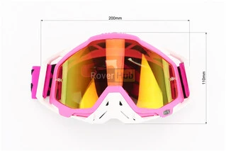 Окуляри кросові/ендуро/АТV, біло-рожеві (дзеркальне скло)
