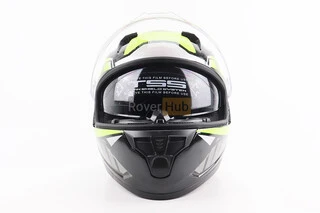 Шолом інтеграл, закритий (сертифікація DOT)+відкидні окуляри BLD-M67 L (59-60см), ЧОРНИЙ/НЕОНОВО-ЗЕЛЕНИЙ