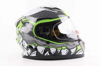 Шлем интеграл, закрытый BLD-M62 S (55-56см), СЕРЫЙ/НЕОНОВО-ЗЕЛЕНЫЙ "T-Rex"