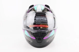 Шолом інтеграл, закритий (сертифікація DOT)+відкидні окуляри BLD-M67 L (59-60см), ЧОРНИЙ/ФІОЛЕТОВО-БІРЮЗОВИЙ