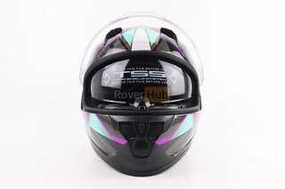 Шолом інтеграл, закритий (сертифікація DOT)+відкидні окуляри BLD-M67 L (59-60см), ЧОРНИЙ/ФІОЛЕТОВО-БІРЮЗОВИЙ