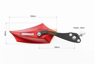 Дзеркала к-кт "ПРИЗМА" SPORT, червоні, м10 + перехідник під кріплення М10 прав/лев. Yamaha (з регулюванням нахилу), тип 1