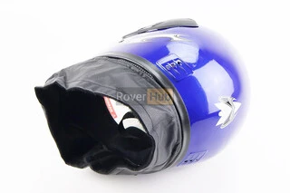 Шолом інтеграл, закритий з коміром, СИНІЙ з малюнком червоно-сірим (незначні відмінності малюнків, можливі дефекти фарбування)