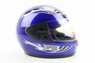 Шолом інтеграл, закритий з коміром, СИНІЙ з малюнком червоно-сірим (незначні відмінності малюнків, можливі дефекти фарбування)