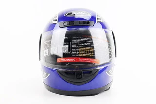 Шолом інтеграл, закритий з коміром, СИНІЙ з малюнком червоно-сірим (незначні відмінності малюнків, можливі дефекти фарбування)