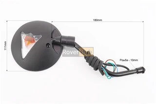 Дзеркала к-кт Круглі-чорні "Delta" з поворотами на чорній короткій ніжці, м8/м10