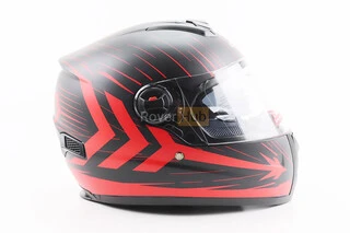 Шлем интеграл, закрытый (сертификация DOT)+откидные очки BLD-M61 S (55-56см), ЧЕРНО-КРАСНЫЙ (флюоресцентный)