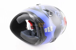 Шлем интеграл, закрытый (сертификация DOT)+откидные очки BLD-M61 M (57-58см), ЧЕРНО-СИНИЙ (флюоресцентный)