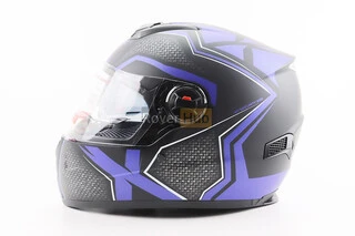 Шолом інтеграл, закритий+окуляри BLD-М61 S (55-56см), ЧОРНО-СИНІЙ