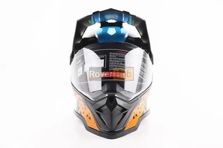 Шлем кроссовый/эндуро/АТV со стеклом BLD-819-7 L (59-60см), ЧЕРНЫЙ/ЖЕЛТО-СИНИЙ