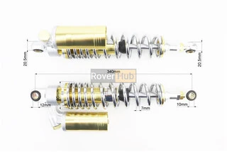 Амортизатор задній JH/CB/CG - 340мм*d60мм (втулка 12мм / втулка 10;12мм) газовий регул., хром к-кт 2шт