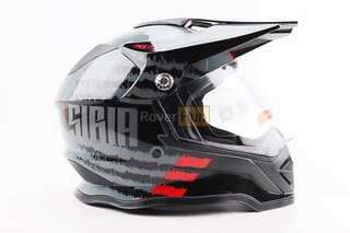 Шлем кроссовый/эндуро/АТV со стеклом BLD-819-7 М (57-58см),  ЧЕРНЫЙ/СЕРО-КРАСНЫЙ