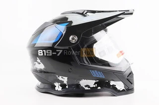 Шолом кросовий/ендуро/АТV зі склом BLD-819-7 L (59-60см), ЧОРНИЙ/СІРО-СИНІЙ