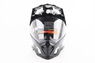 Шлем кроссовый/эндуро/АТV со стеклом BLD-819-7 М (57-58см),  ЧЕРНЫЙ/СЕРО-СИНИЙ