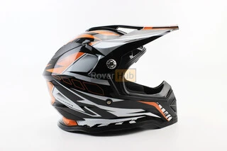 Шолом кросовий/ендуро/АТV BLD-819-7 S (55-56см), ЧОРНО-ПОМАРАНЧЕВИЙ