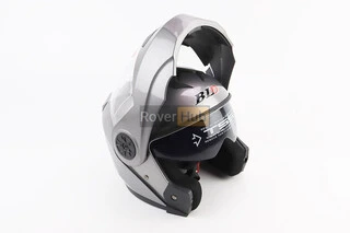 Шлем модуляр, закрытый с откидным подбородком+откидные очки BLD-159 L (59-60см), СЕРЫЙ глянец