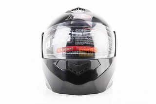 Шлем модуляр, закрытый с откидным подбородком+откидные очки BLD-159 L (59-60см), ЧЕРНЫЙ глянец