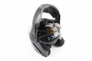 Шлем модуляр, закрытый с откидным подбородком+откидные очки BLD-159 М (57-58см), ЧЕРНЫЙ глянец