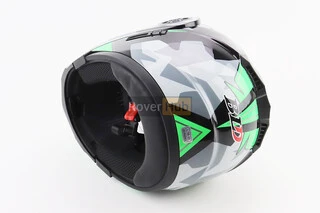 Шлем модуляр, закрытый с откидным подбородком+откидные очки BLD-159 L (59-60см), ЧЕРНО-ЗЕЛЕНЫЙ