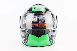 Шлем модуляр, закрытый с откидным подбородком+откидные очки BLD-159 L (59-60см), ЧЕРНО-ЗЕЛЕНЫЙ