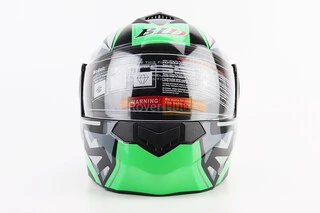 Шлем модуляр, закрытый с откидным подбородком+откидные очки BLD-159 М (57-58см), ЧЕРНО-ЗЕЛЕНЫЙ