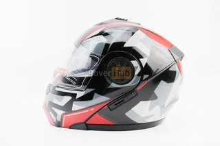 Шлем модуляр, закрытый с откидным подбородком+откидные очки BLD-159 S (55-56см), ЧЕРНО-КРАСНЫЙ