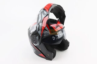 Шлем модуляр, закрытый с откидным подбородком+откидные очки BLD-159 М (57-58см), ЧЕРНО-КРАСНЫЙ