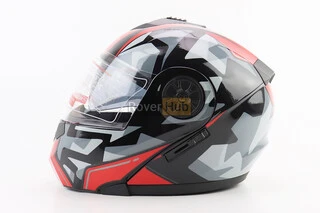 Шлем модуляр, закрытый с откидным подбородком+откидные очки BLD-159 М (57-58см), ЧЕРНО-КРАСНЫЙ