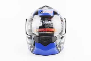 Шлем модуляр, закрытый с откидным подбородком+откидные очки BLD-159 М (57-58см), ЧЕРНО-СИНИЙ