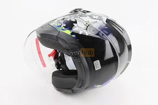 Шолом відкритий+відкидні окуляри BLD-708 S (55-56см), ЧОРНО-СИНІЙ "Bulldog"