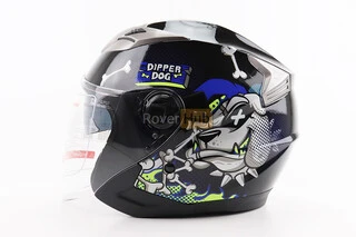 Шолом відкритий+відкидні окуляри BLD-708 S (55-56см), ЧОРНО-СИНІЙ "Bulldog"