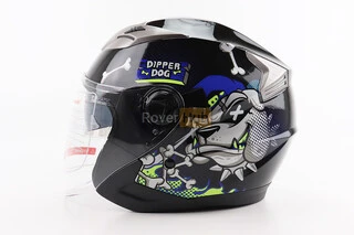 Шлем открытый+откидные очки BLD-708 М (57-58см), ЧЕРНО-СИНИЙ "Bulldog"