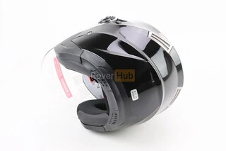 Шолом відкритий+відкидні окуляри BLD-708 М (57-58см), ЧОРНИЙ глянець